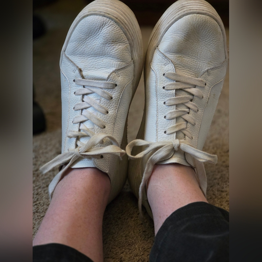 White Leather Platform Sneakers